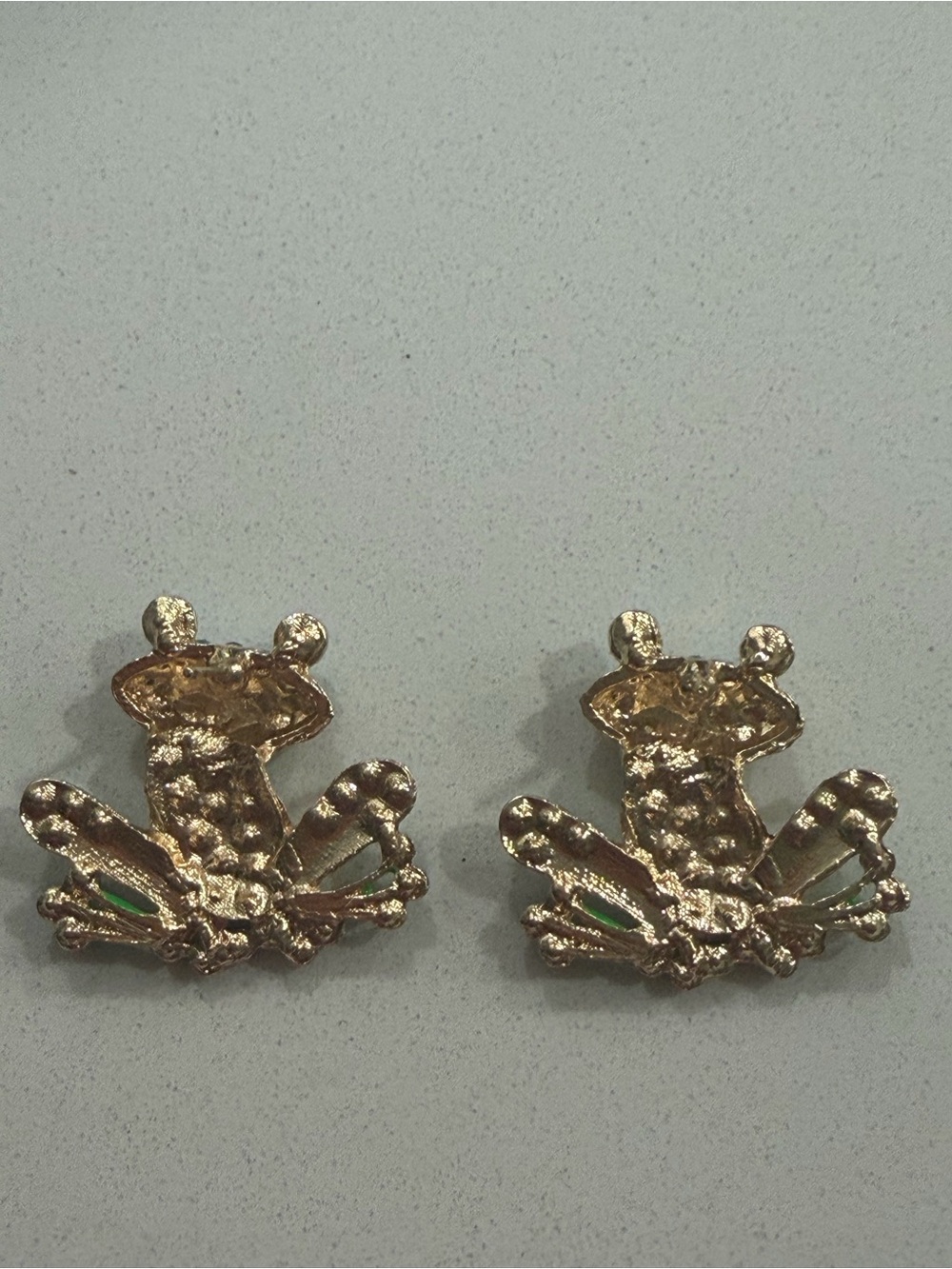 Cute Blue & Green Frog Rhinestone Stud Earrings - Picture 5 of 5